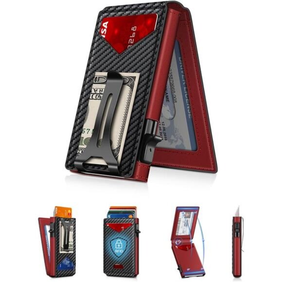 Wallet for Men RFID Wallet with Money Clip, Slim Pop Up Card Holder for 10-12 - Picture 1 of 8